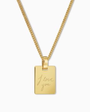 Handwriting Uploud Engraving Plates Necklace Pendant Square
