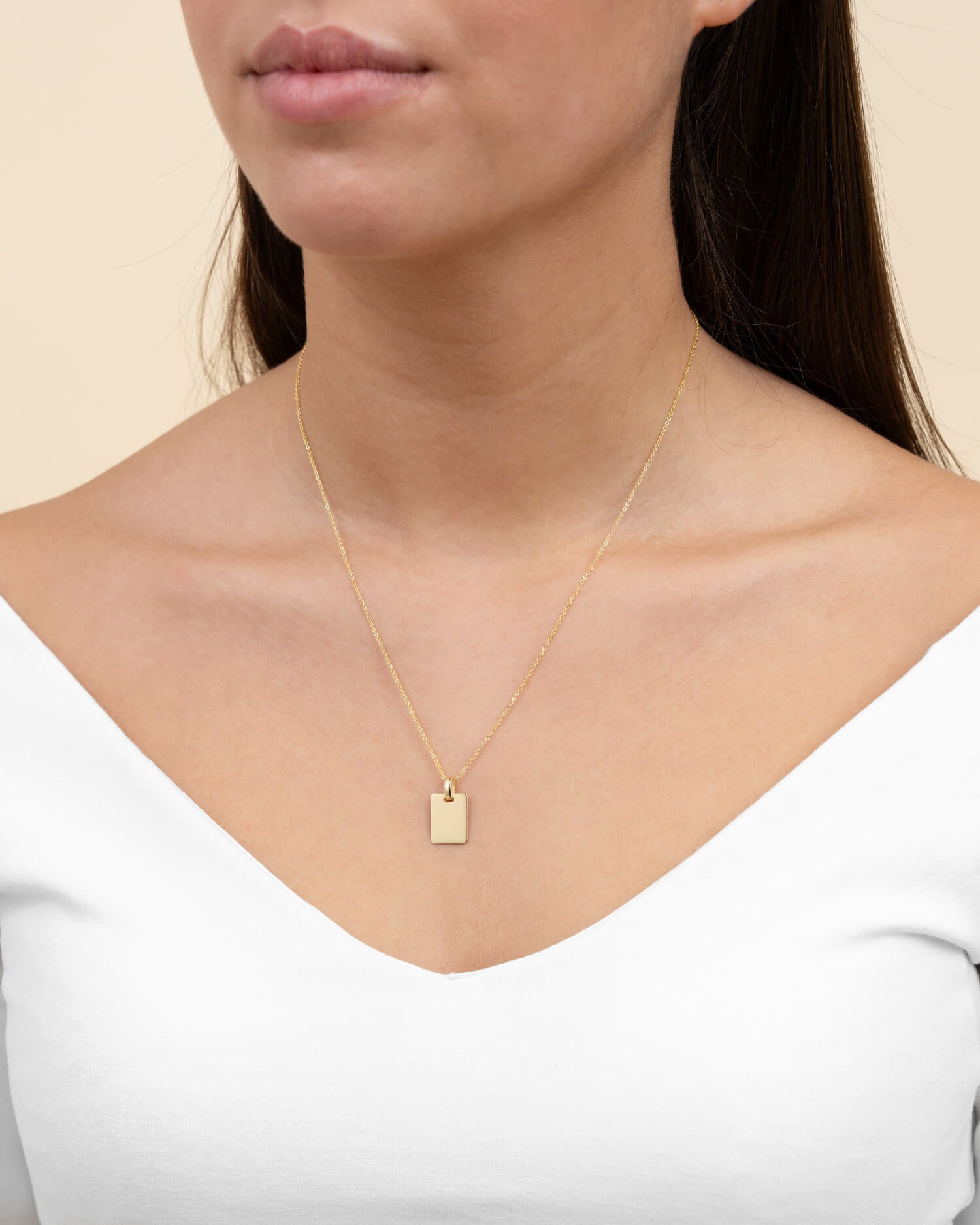 Initials engraving plates necklace pendant square