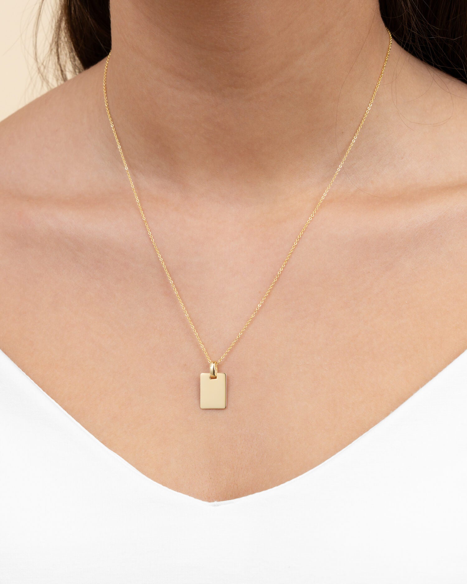 Initials engraving plates necklace pendant square