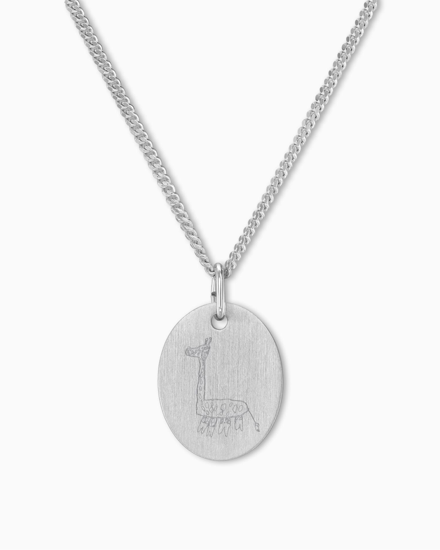 Own drawing engraving plates necklace pendant oval