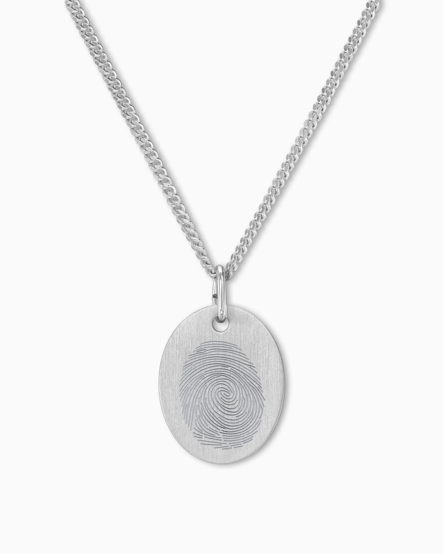 Fingerprint engraving plates necklace pendant oval