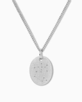 Zodiac sign engraving plates necklace pendant oval