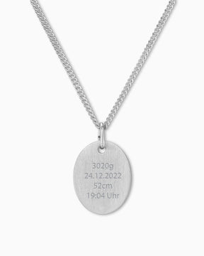 Date of birth engraving plates necklace pendant oval