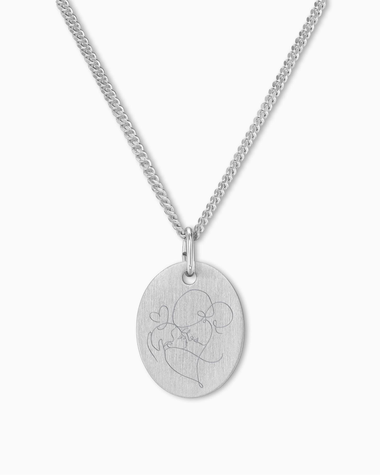 Graphic uploud engraving plates necklace pendant oval