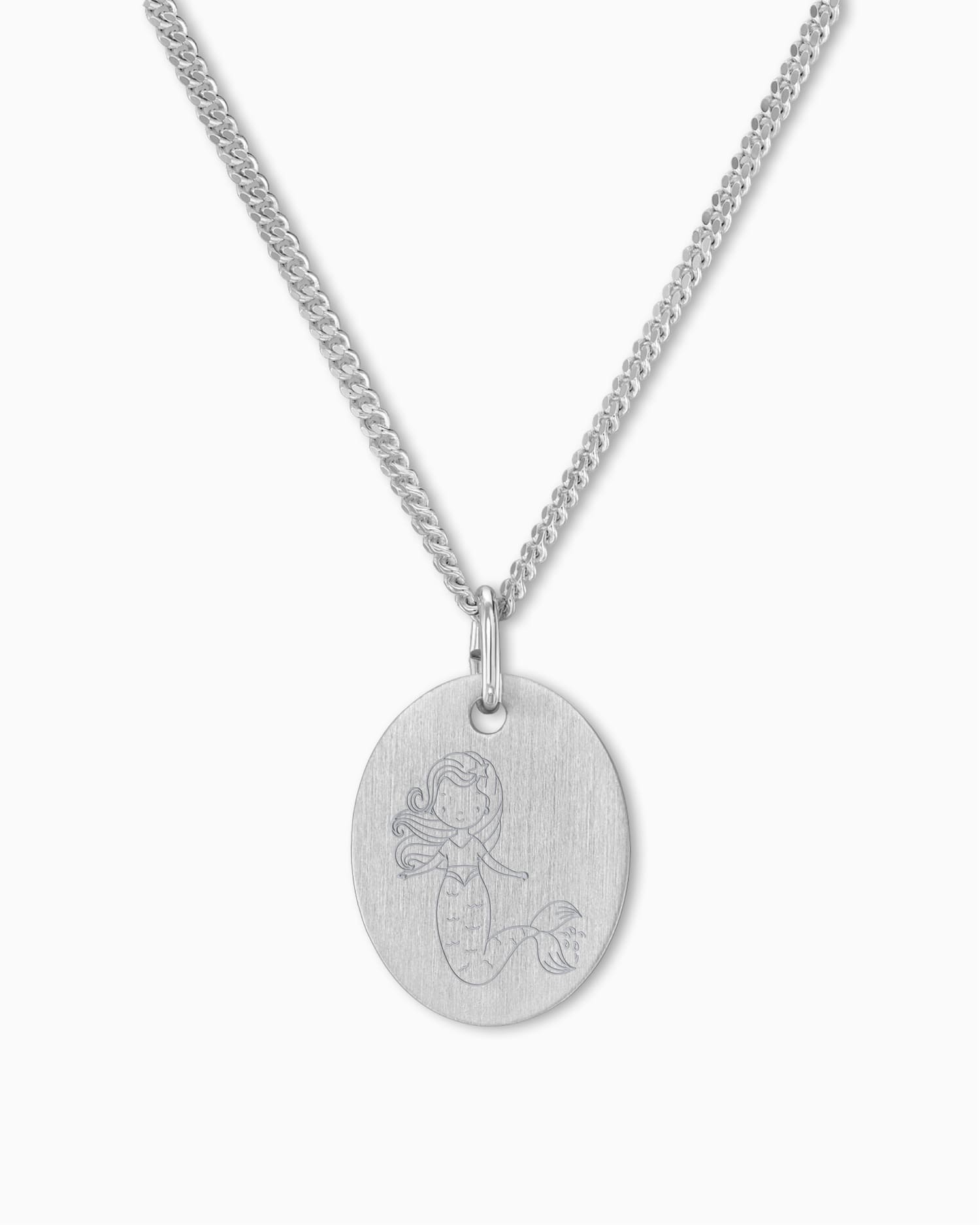 Child symbols engraving plates necklace pendant oval