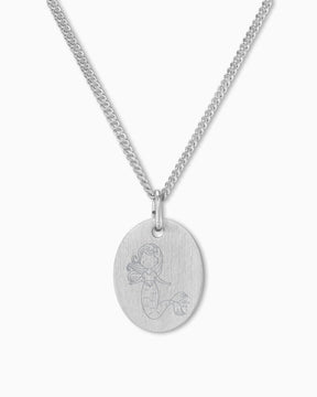Child symbols engraving plates necklace pendant oval