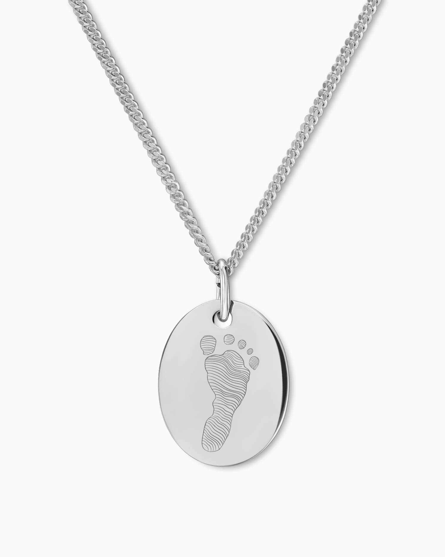 Footprint engraving plates necklace pendant oval