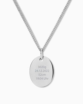 Date of birth engraving plates necklace pendant oval