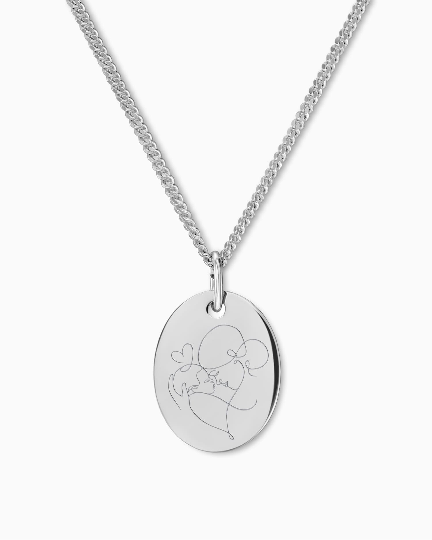 Graphic uploud engraving plates necklace pendant oval