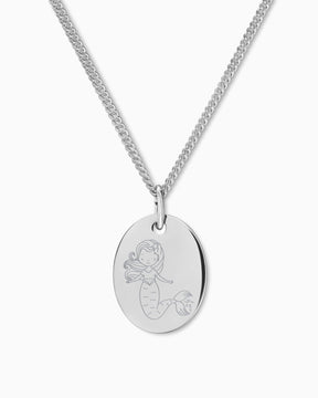 Child symbols engraving plates necklace pendant oval