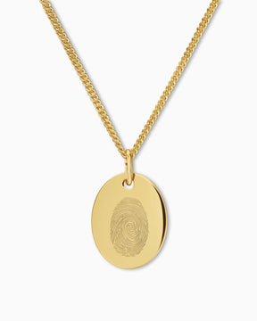 Fingerprint engraving plates necklace pendant oval