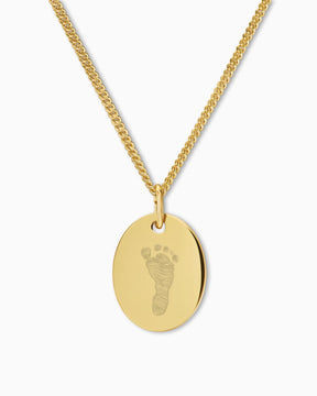 Footprint engraving plates necklace pendant oval