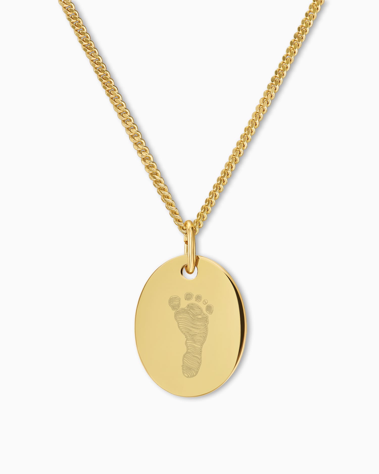 Footprint engraving plates necklace pendant oval