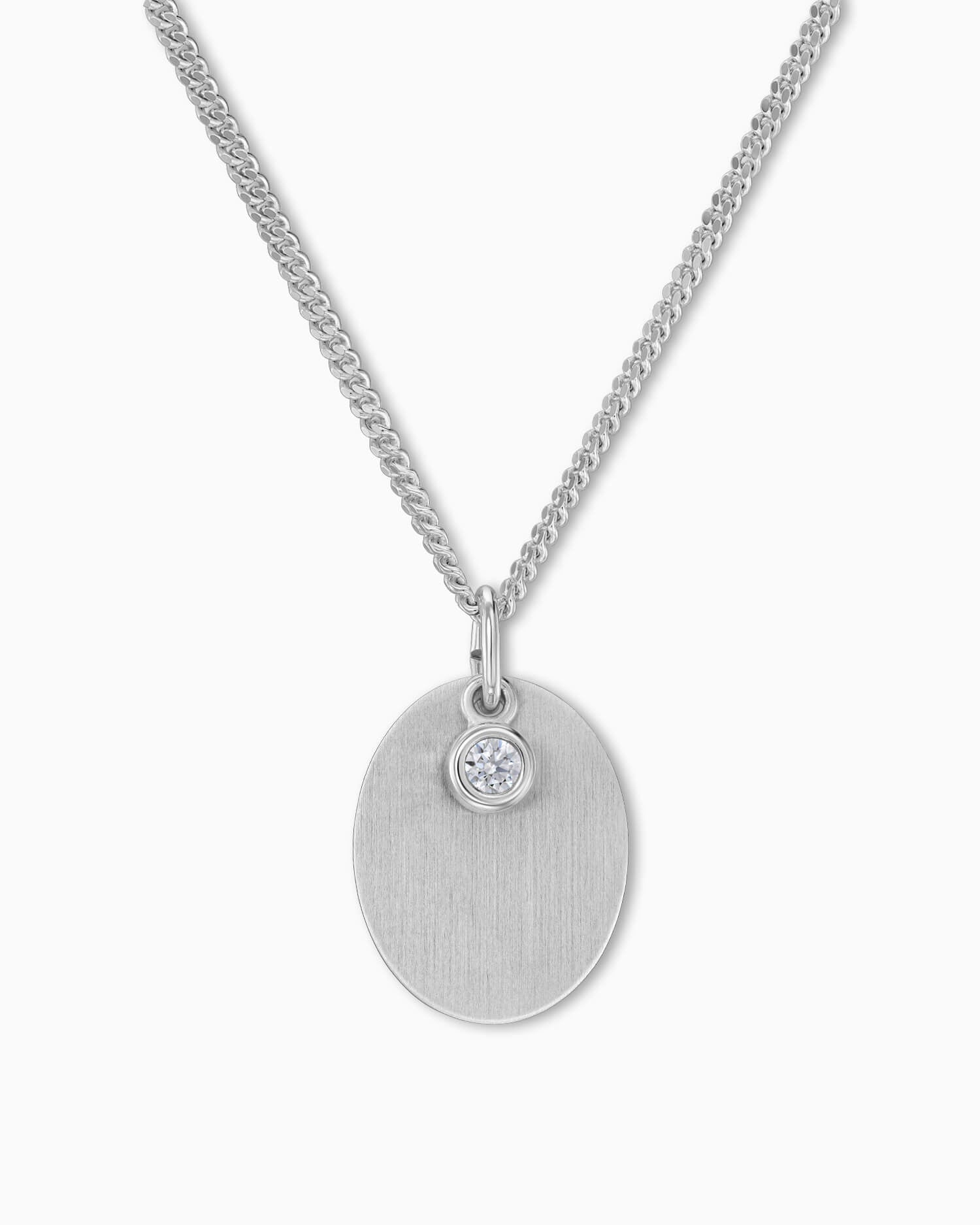 Engraving plates necklace pendant oval zirconia