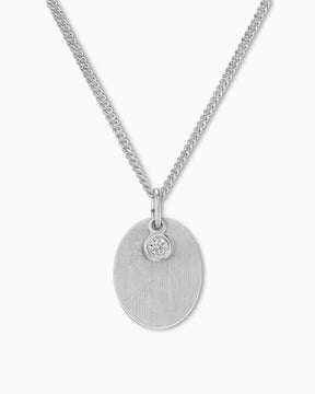 Engraving plates necklace pendant oval zirconia