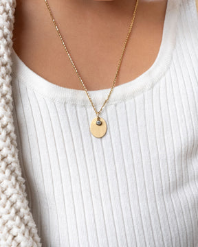 Engraving plates necklace pendant oval zirconia