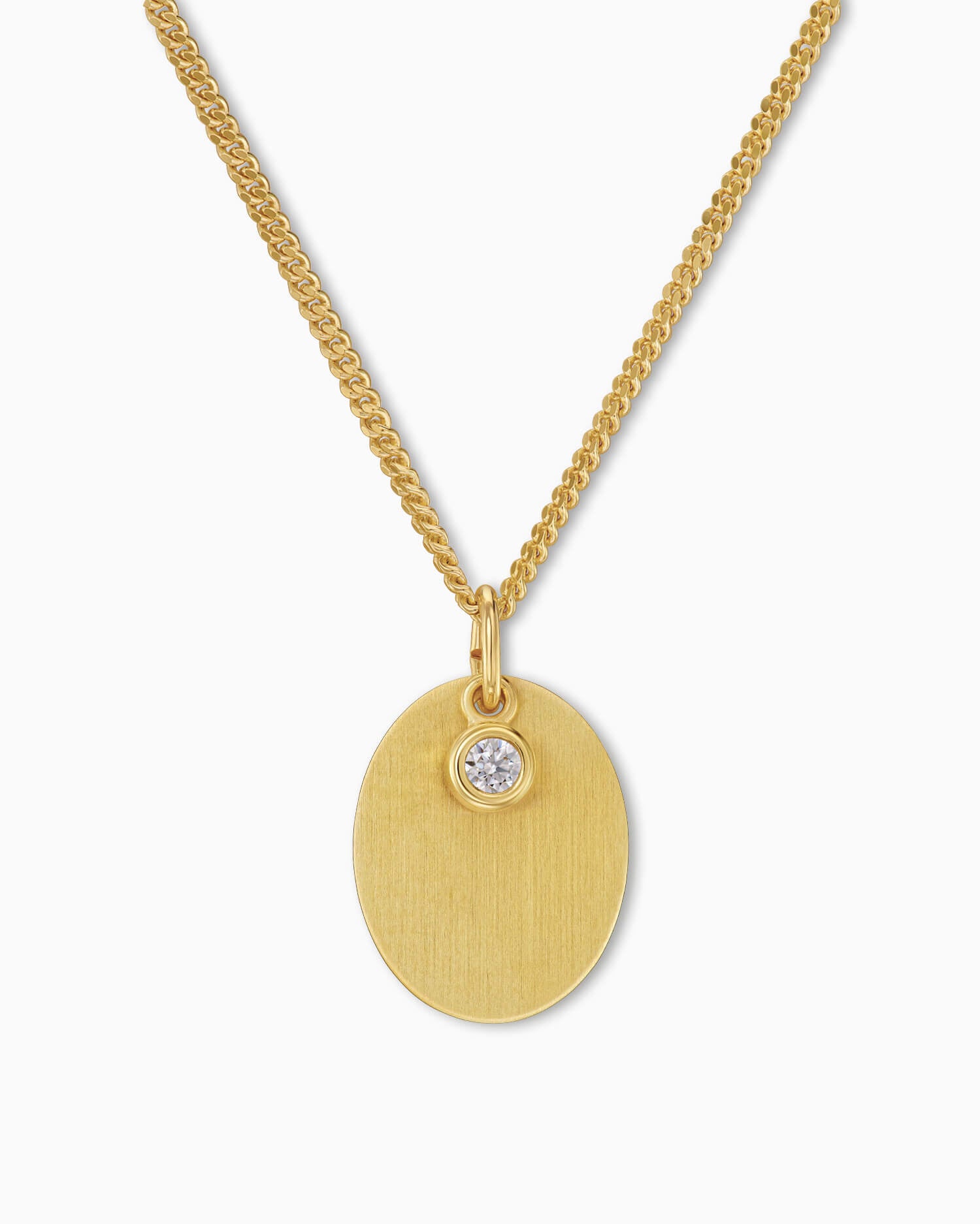 Engraving plates necklace pendant oval zirconia