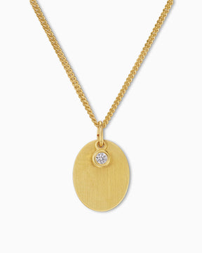 Engraving plates necklace pendant oval zirconia