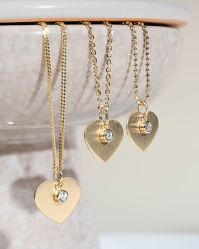 Heart necklace engraving plate pendant zirconia