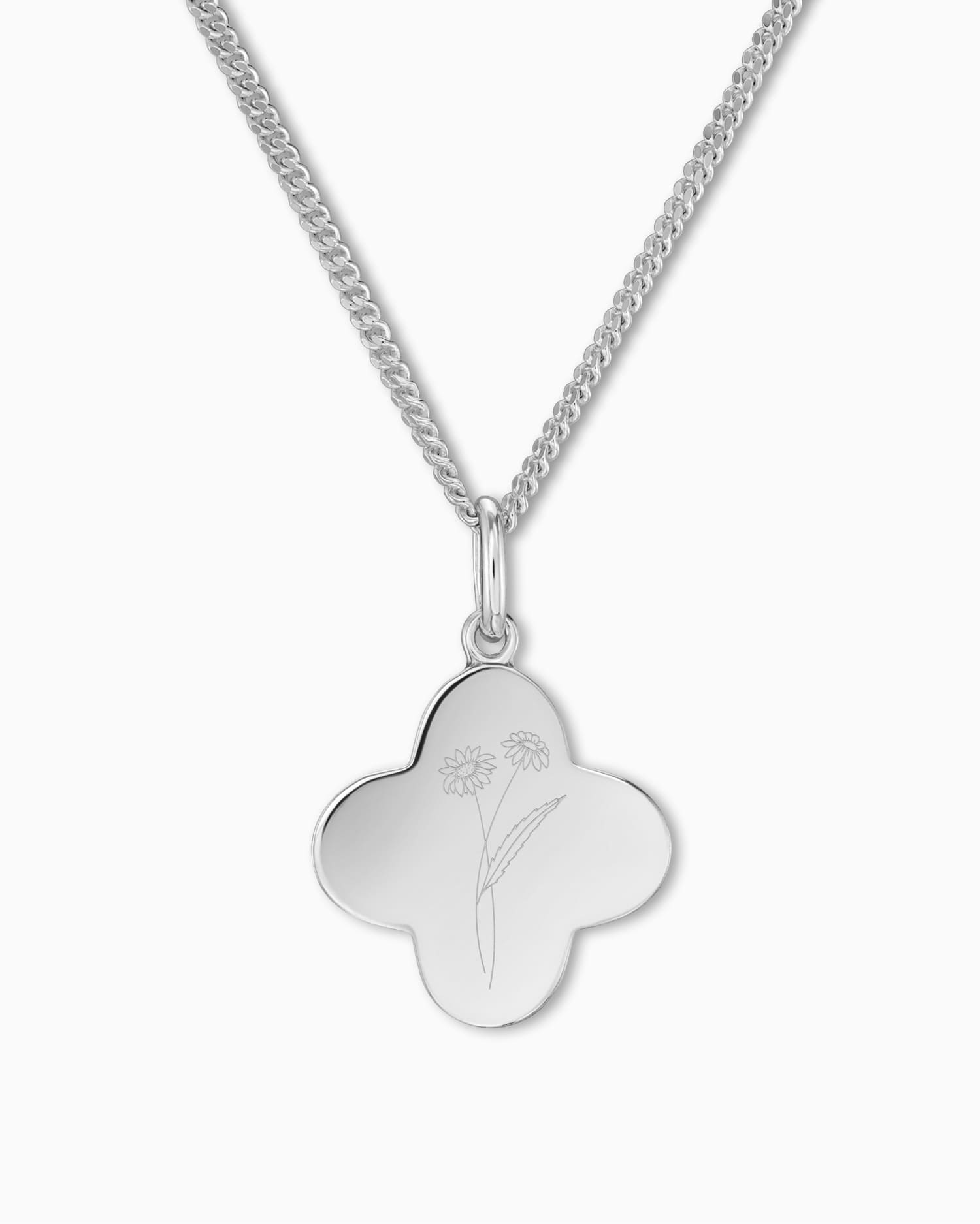 Birth flower shamrock necklace engraving plate
