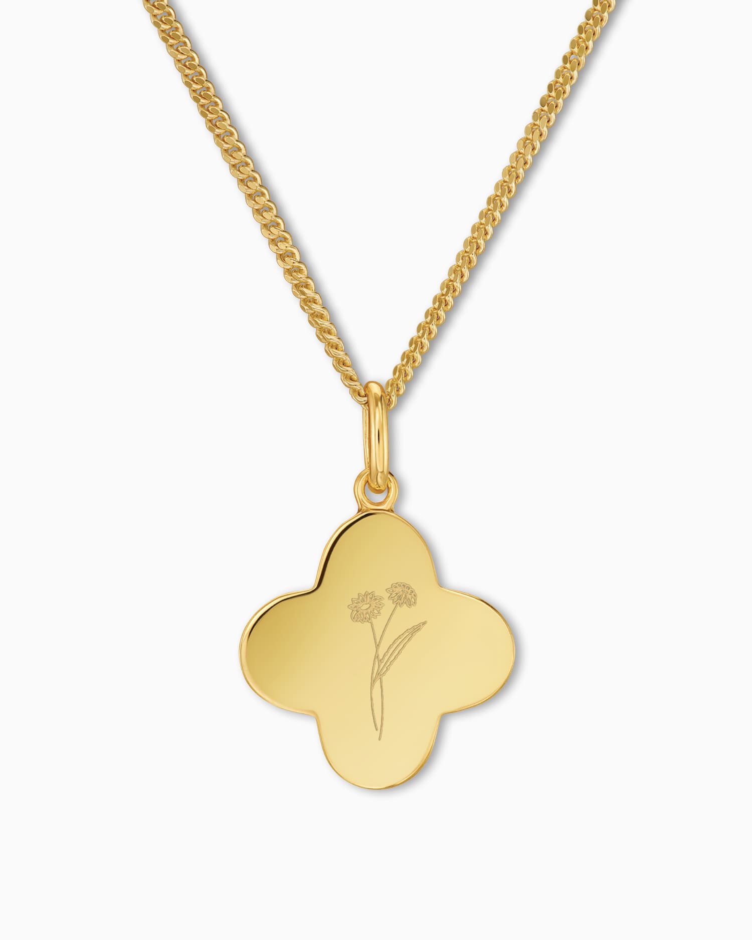 Birth flower shamrock necklace engraving plate