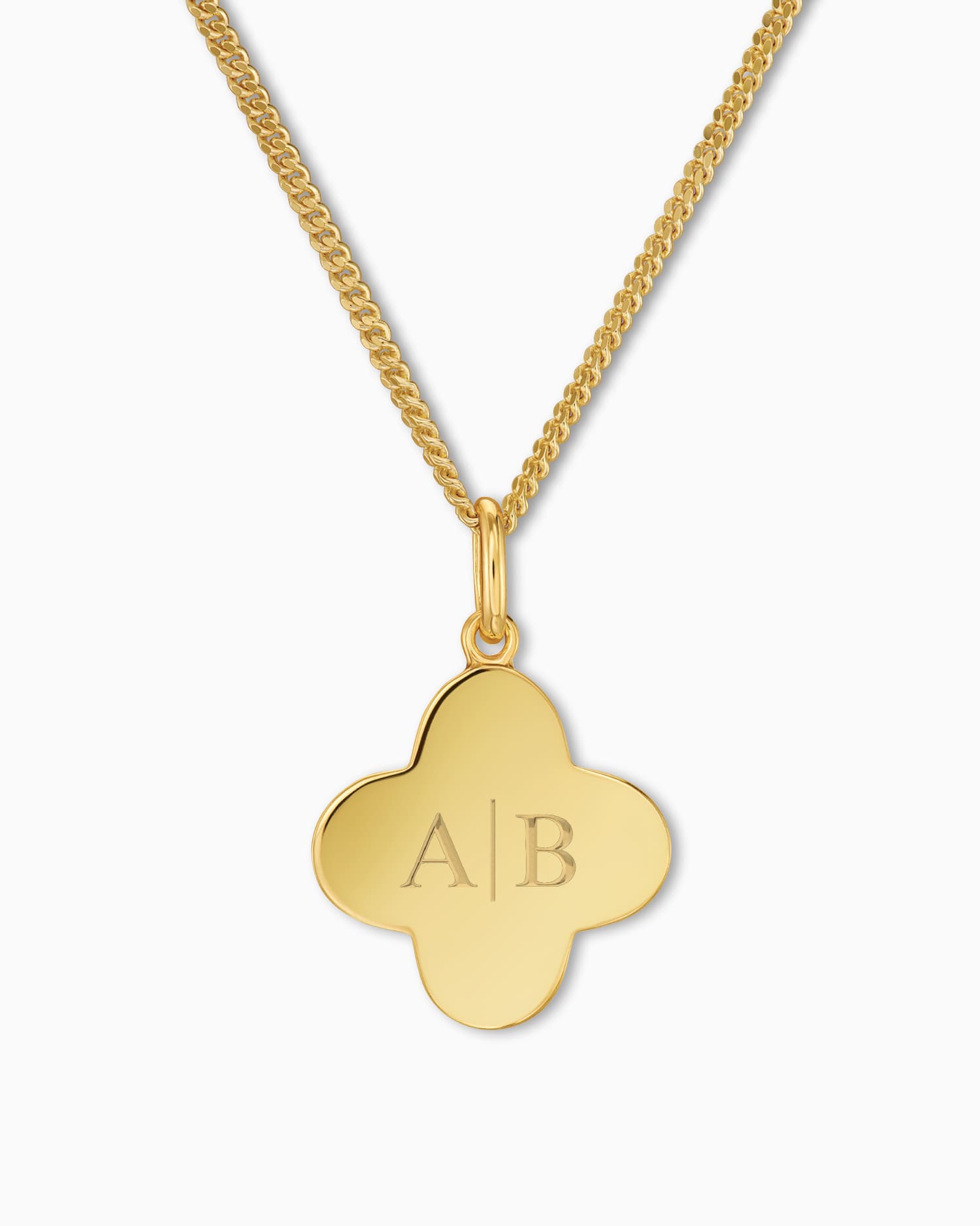 Initials cloverleaf necklace engraving plate