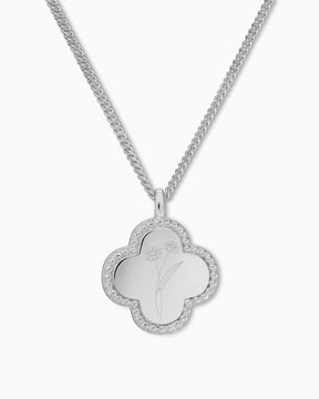 Birth flower shamrock necklace engraving plate