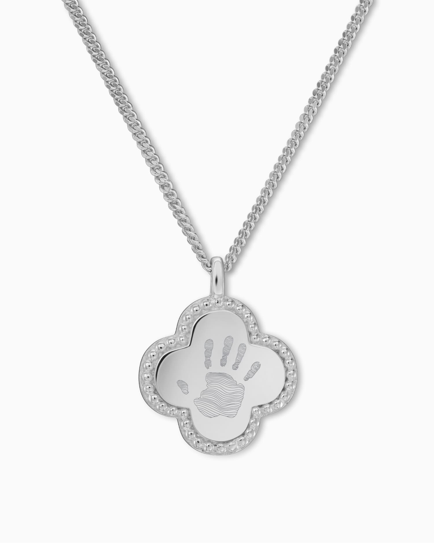 Handprint cloverleaf necklace engraving plate