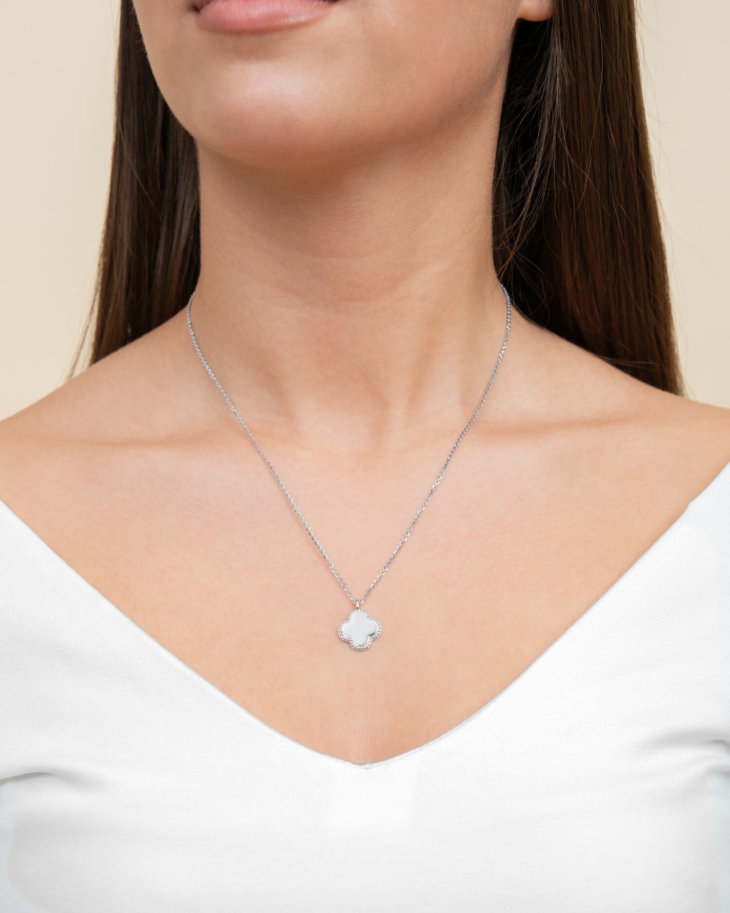 Graphic uploud cloverleaf necklace engraving plate