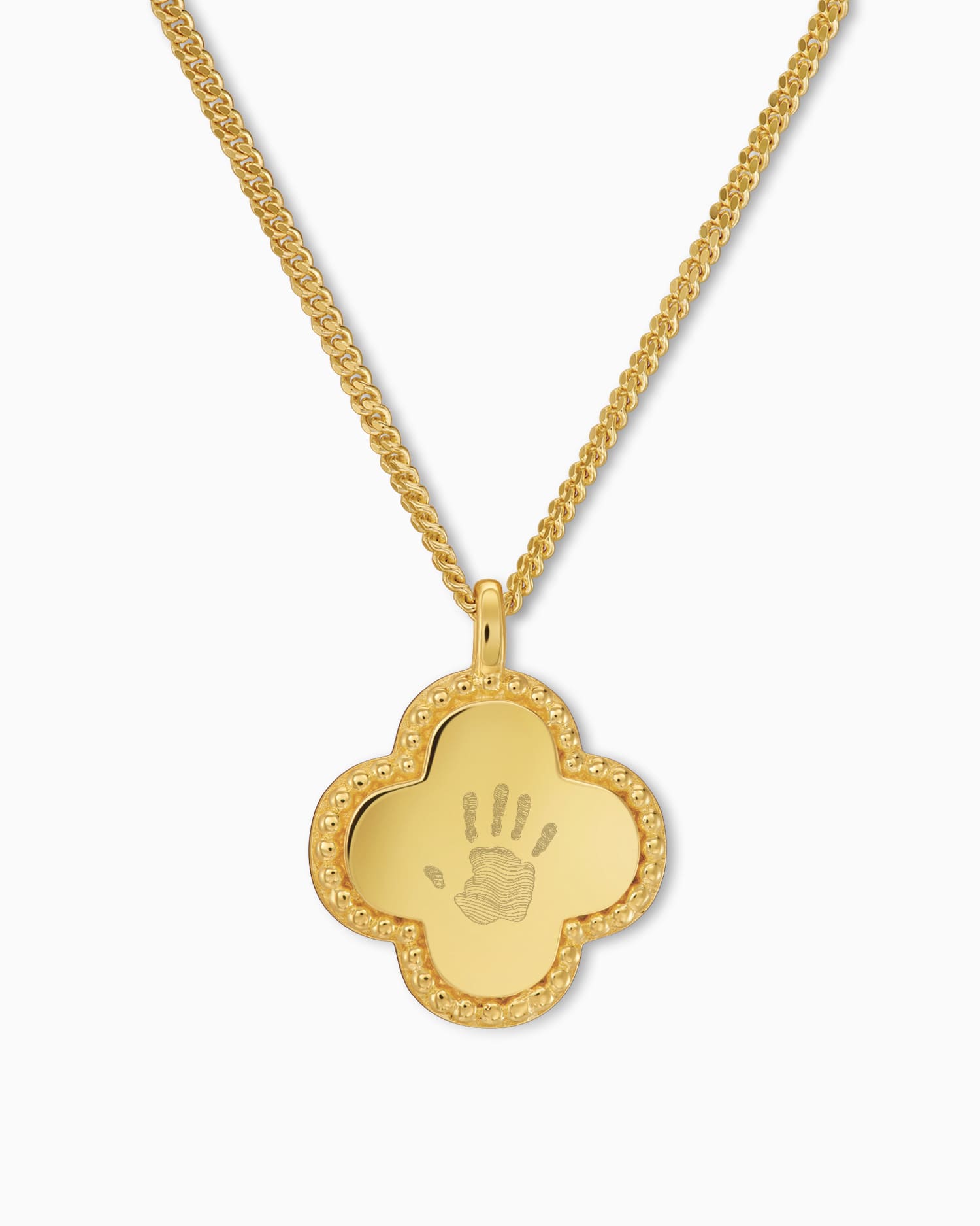 Handprint cloverleaf necklace engraving plate
