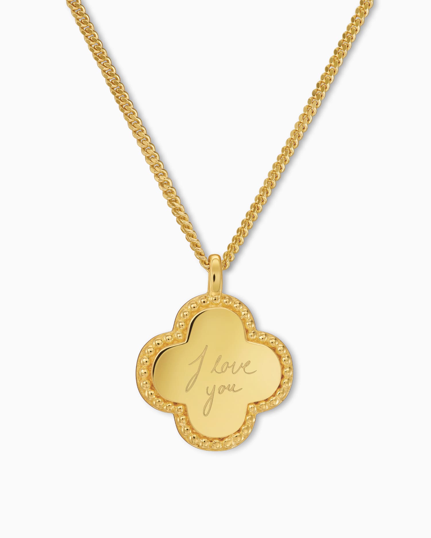 Handwriting Uploud cloverleaf necklace engraving plate