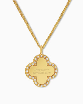 Coordinates cloverleaf necklace engraving plate zirconia