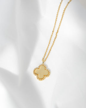 Zodiac sign cloverleaf necklace engraving plate zirconia