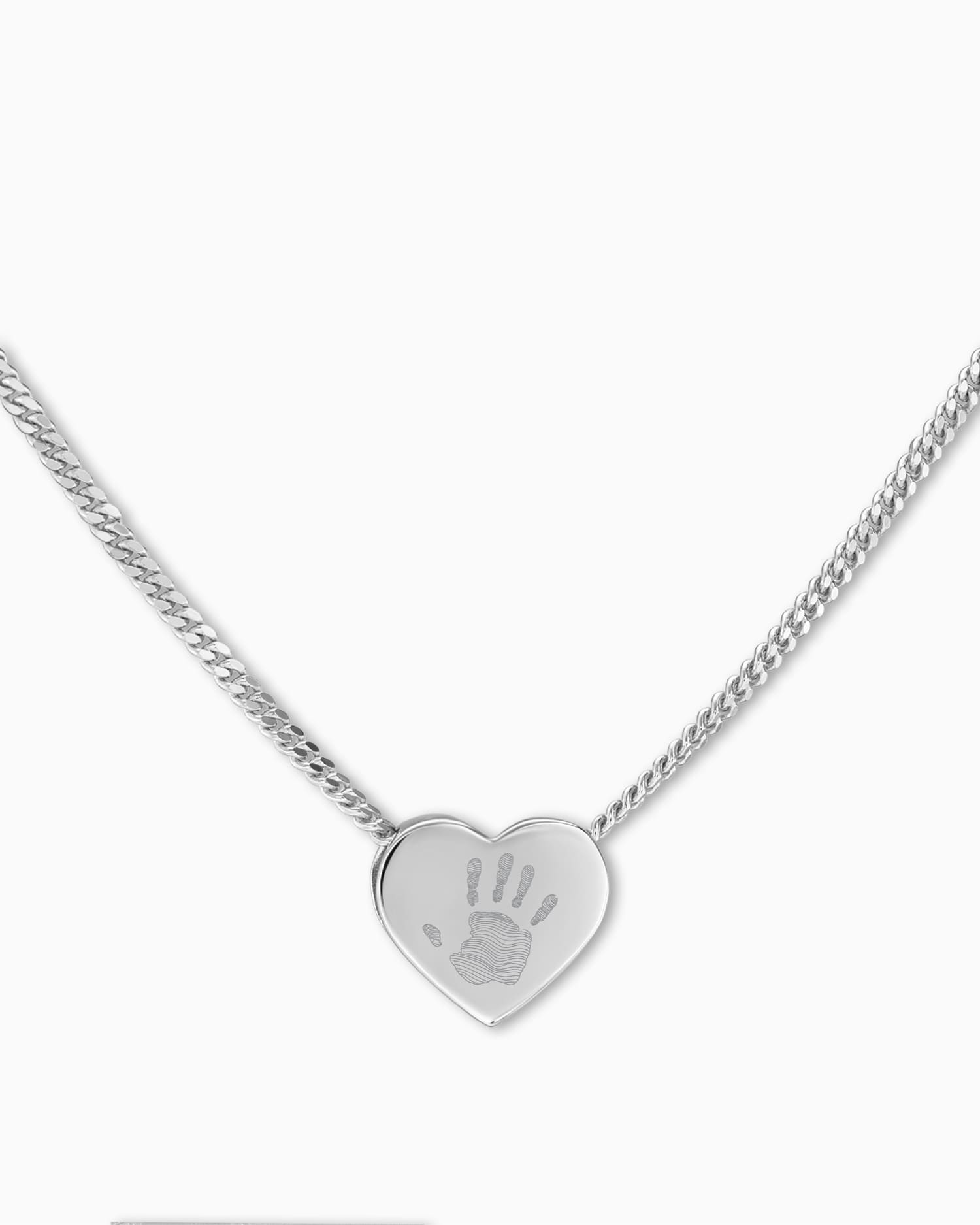 Handprint heart necklace engraving plate pendant