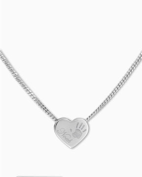 Handprint heart necklace engraving plate pendant