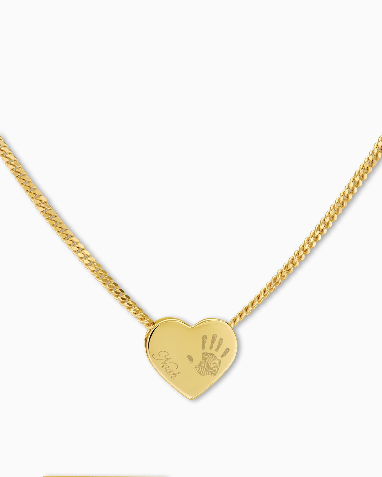 Handprint heart necklace engraving plate pendant