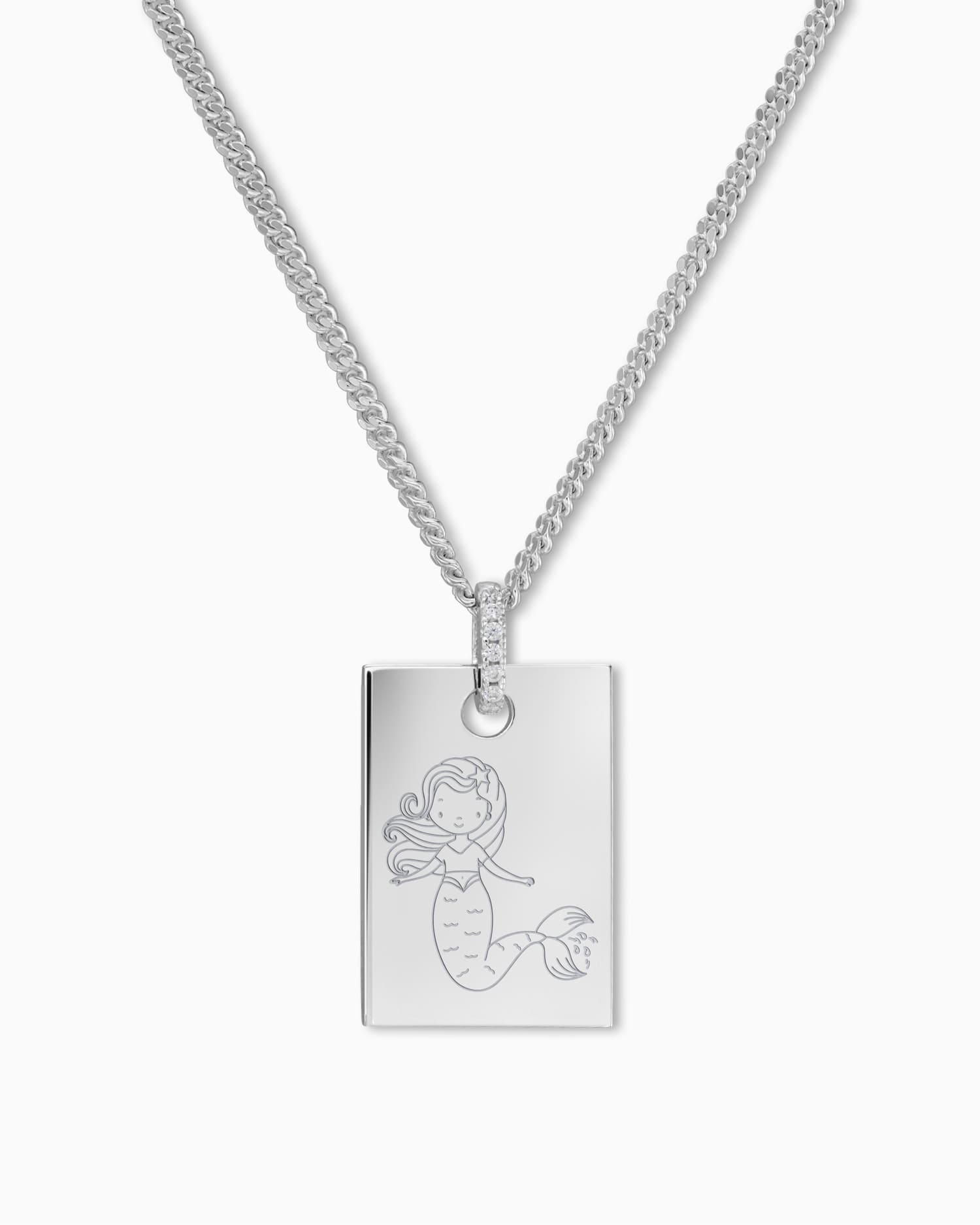 Child symbols engraving plates necklace pendant zirconia square