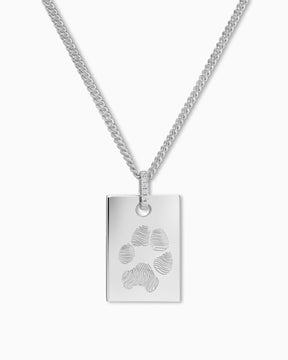 Paw print engraving plates necklace pendant zirconia square