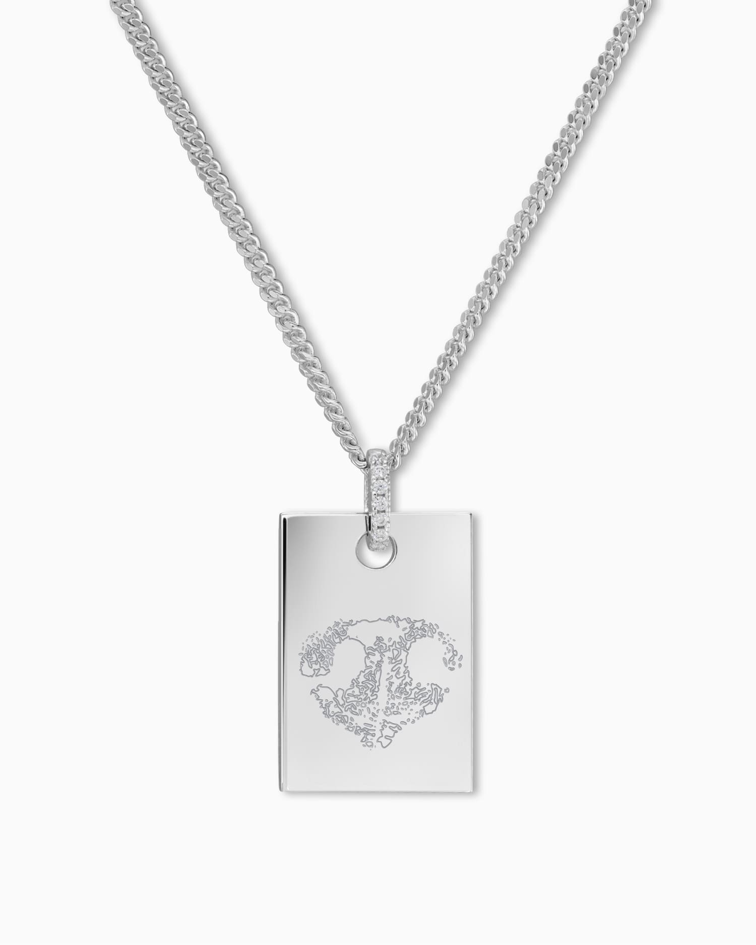 Nose print engraving plates necklace pendant zirconia square