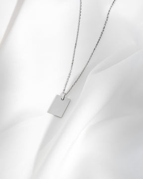 Birth dates engraving plates necklace pendant zirconia square