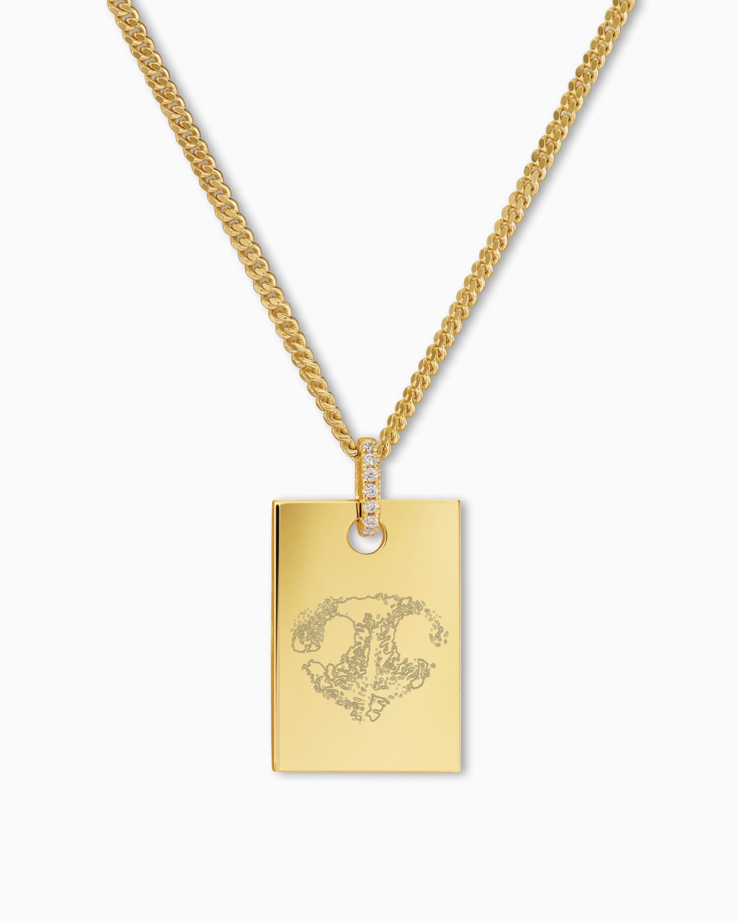 Nose print engraving plates necklace pendant zirconia square
