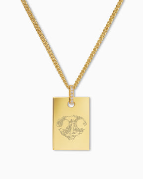 Nose print engraving plates necklace pendant zirconia square