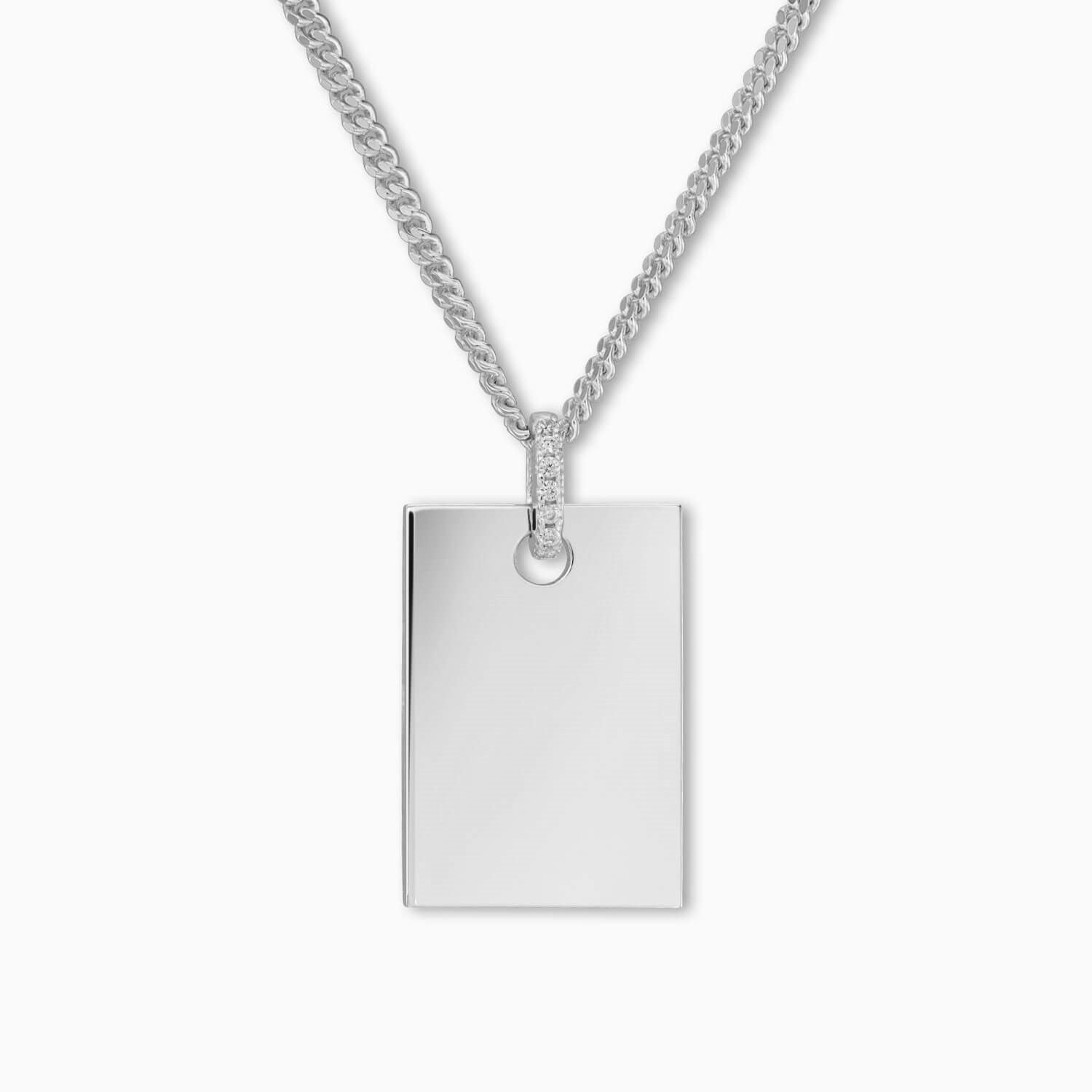 Square pendant necklaces for children/babies - 925 silver rhodium-plated