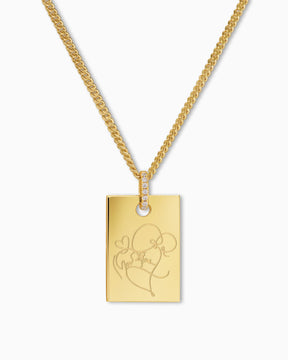 Graphic uploud engraving plates necklace pendant zirconia square