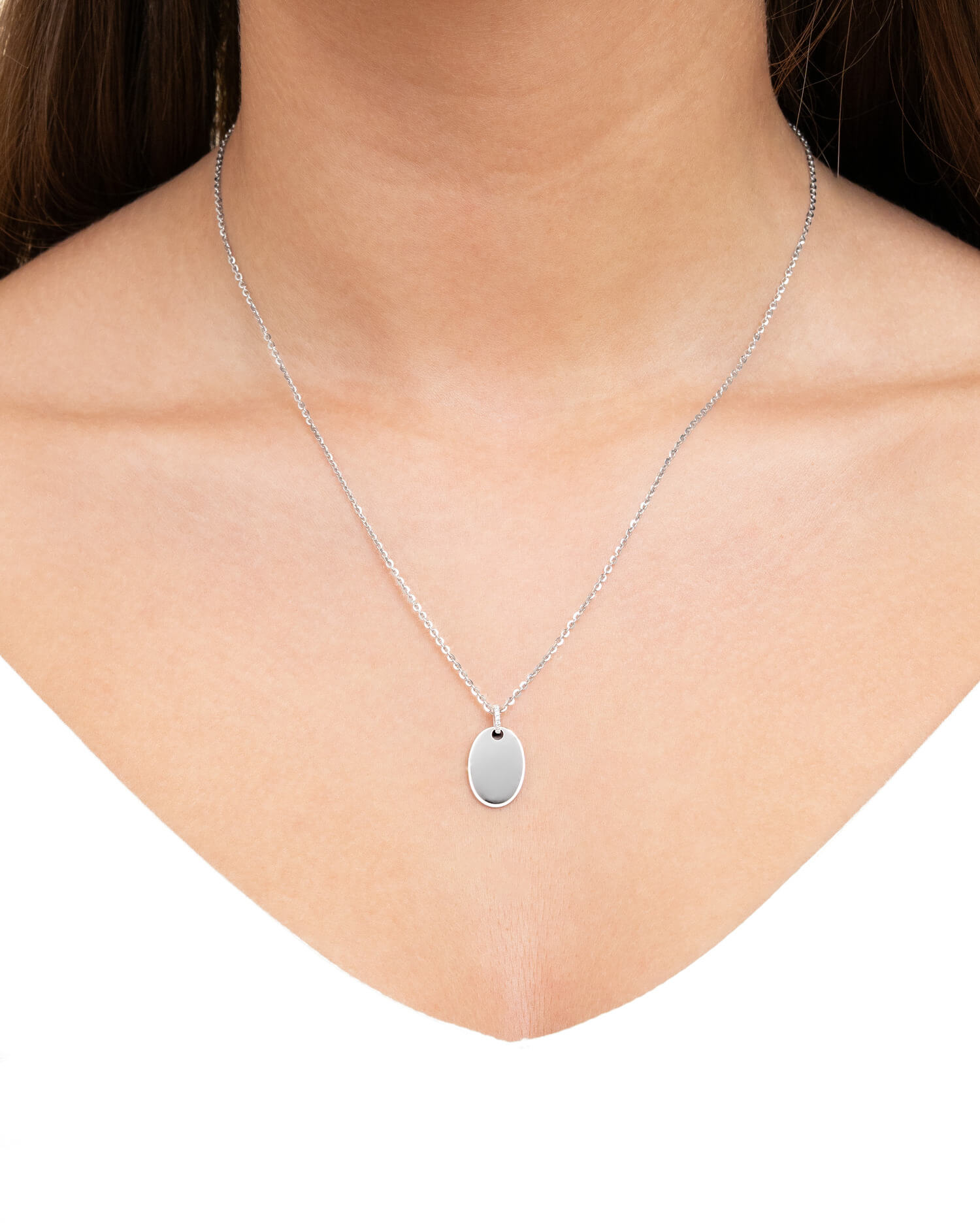 Graphic uploud engraving plates necklace pendant zirconia oval
