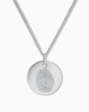 Fingerprint engraving plates necklace pendant zirconia round