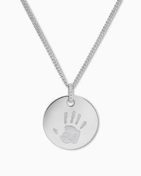 Handprint engraving plates necklace pendant zirconia round