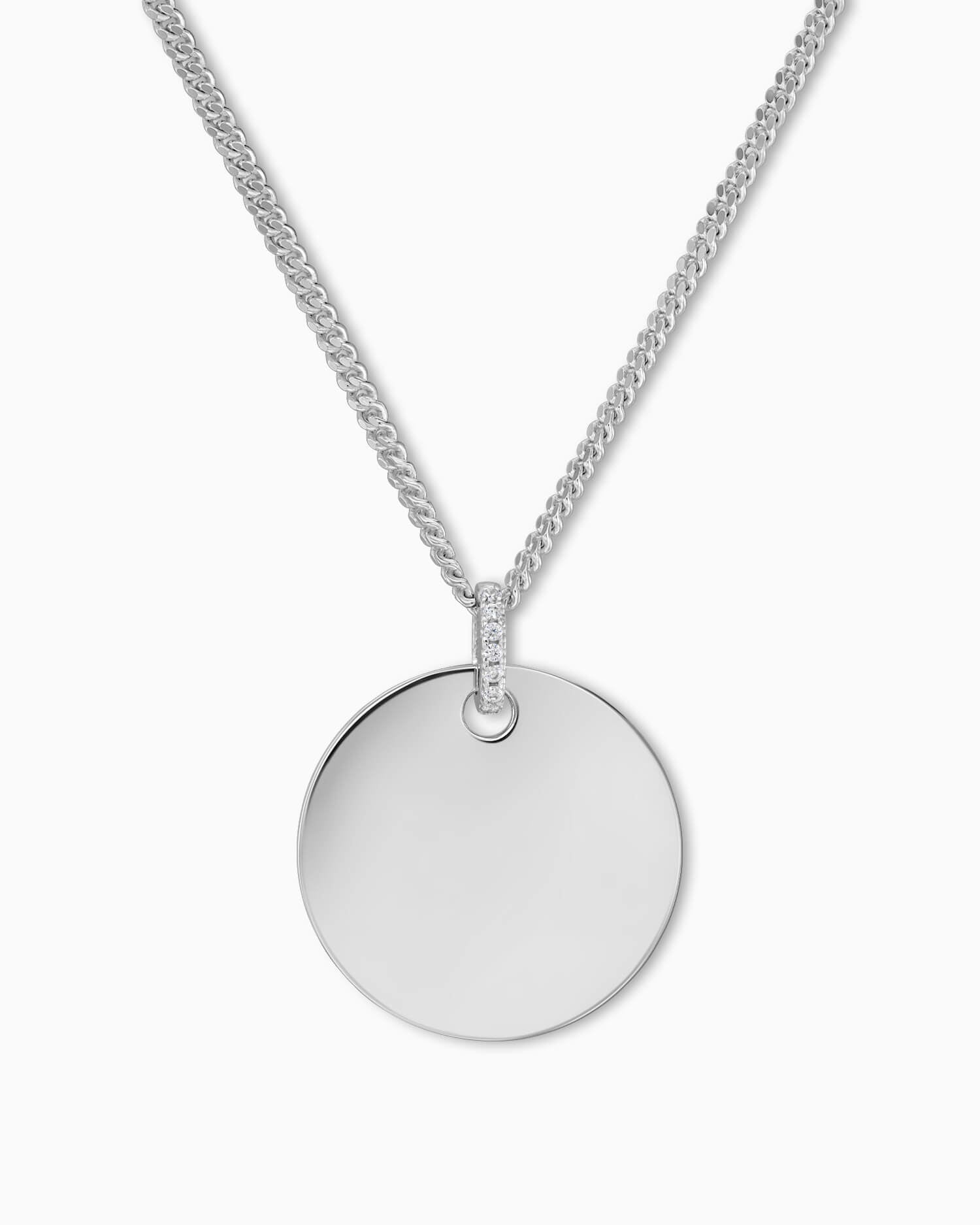 Engraving plates necklace pendant zirconia round