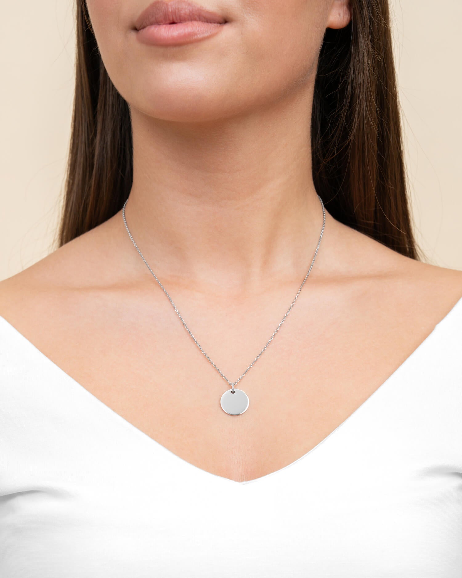 Engraving plates necklace pendant zirconia round