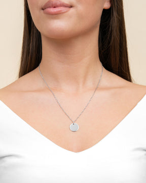 Coordinates engraving plates necklace pendant zirconia round